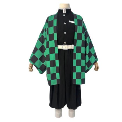 Tanjiro Kamado Demon Slayer cosplay costume full set worn by a male model