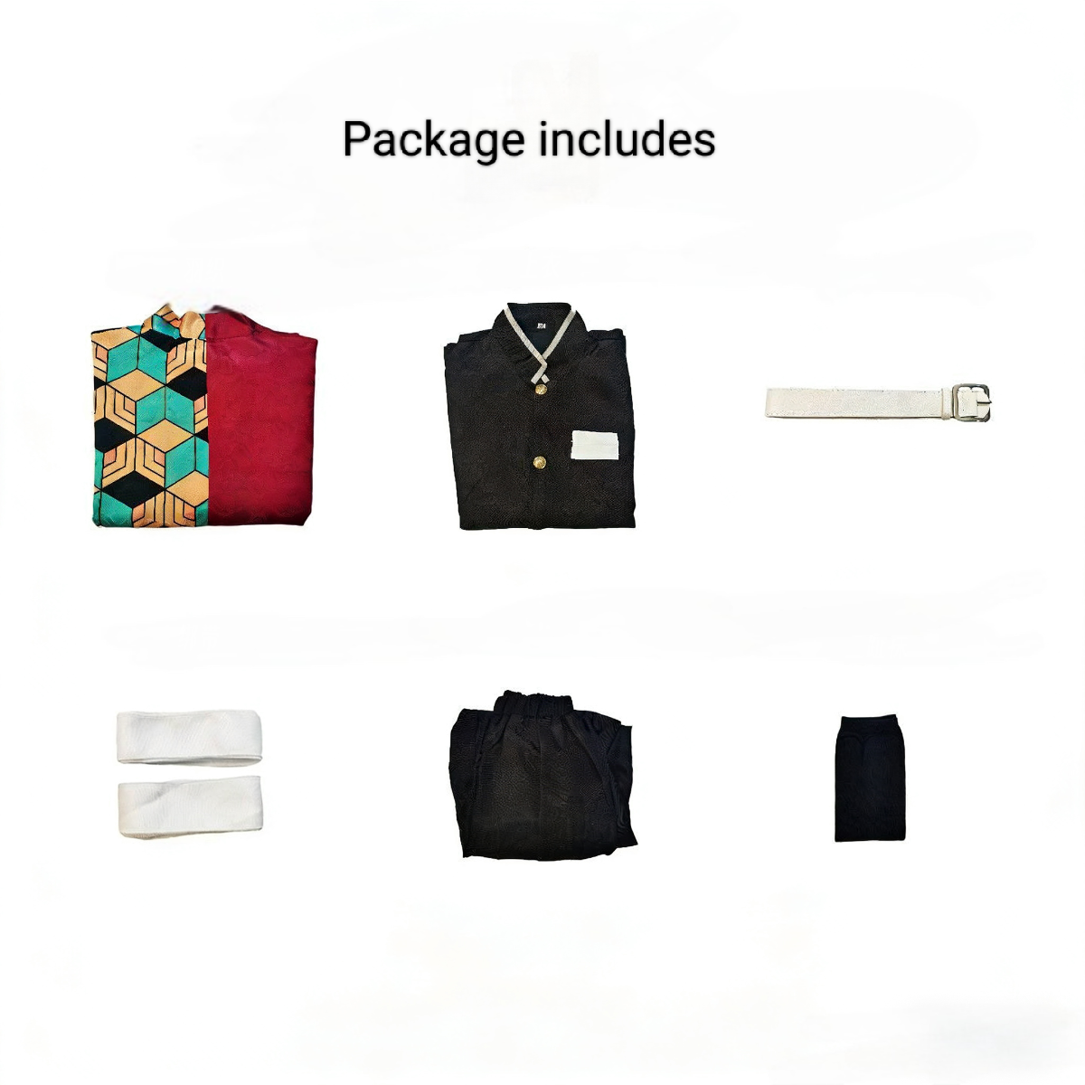 Complete Giyu Tomioka cosplay set including Water Hashira uniform and Nichirin sword inspired by Demon Slayer Kimetsu no Yaiba, disfraz de anime