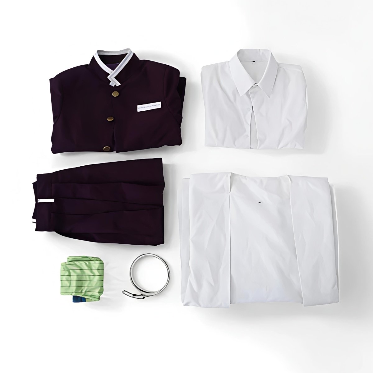 Complete Mitsuri Kanroji cosplay set including uniform and accessories inspired by Demon Slayer Kimetsu no Yaiba, Love Hashira costume, disfraz de anime