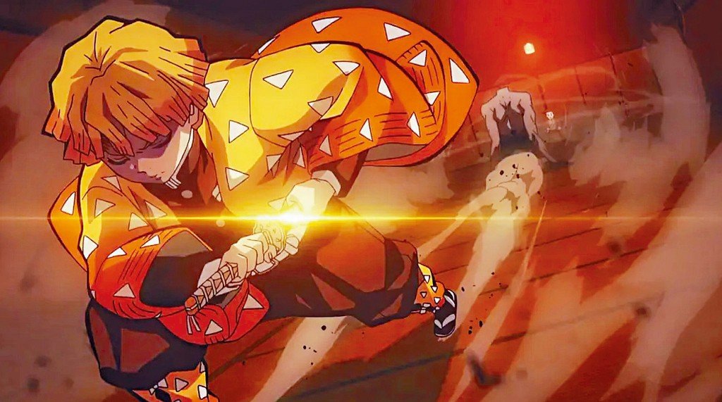 Zenitsu Agatsuma character design from Demon Slayer, often discussed in fan theories about his mysterious family background