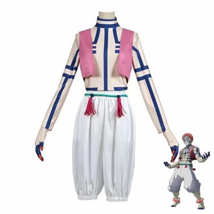 Akaza cosplay costume full body front view Demon Slayer Kimetsu no Yaiba Upper Moon Three anime villain outfit traje cosplay Akaza Kimetsu no Yaiba