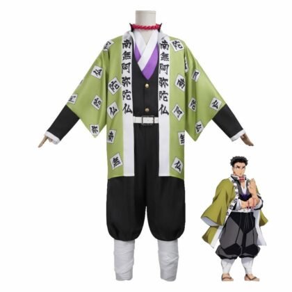 Demon Slayer Gyomei Himejima cosplay costume full set front view Kimetsu no Yaiba Stone Hashira outfit