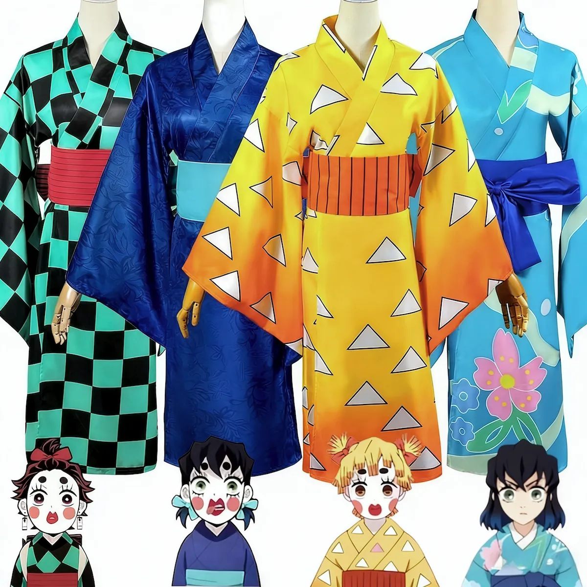 Tanjiro Zenitsu Inosuke oiran cosplay set Demon Slayer Kimetsu no Yaiba trio costume anime crossplay collection traje conjunto personajes