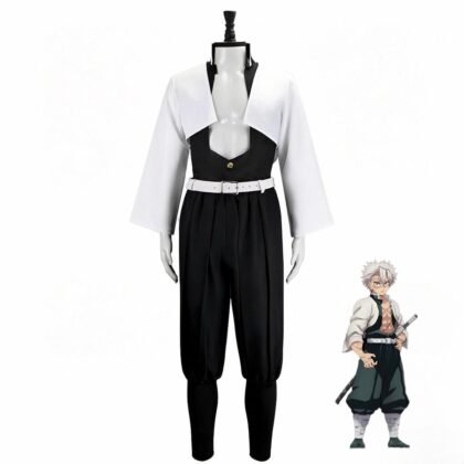 Demon Slayer Sanemi Shinazugawa cosplay costume full set front view anime comparison Kimetsu no Yaiba Wind Hashira outfit