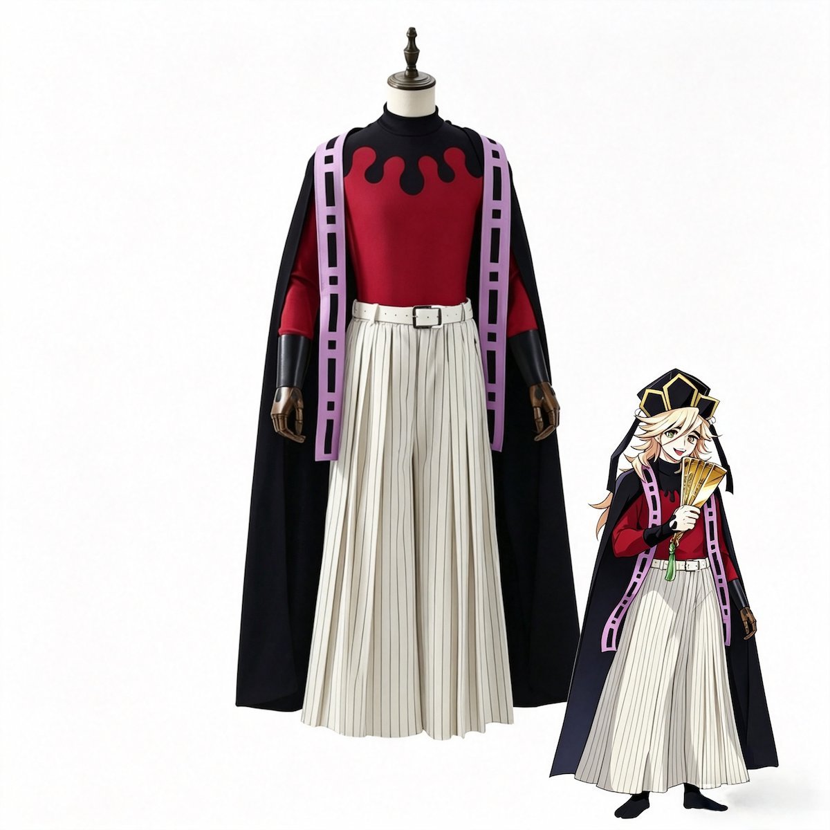 Doma cosplay costume full body front view inspired by Demon Slayer Kimetsu no Yaiba Upper Moon Two anime villain outfit traje cosplay Doma Kimetsu no Yaiba