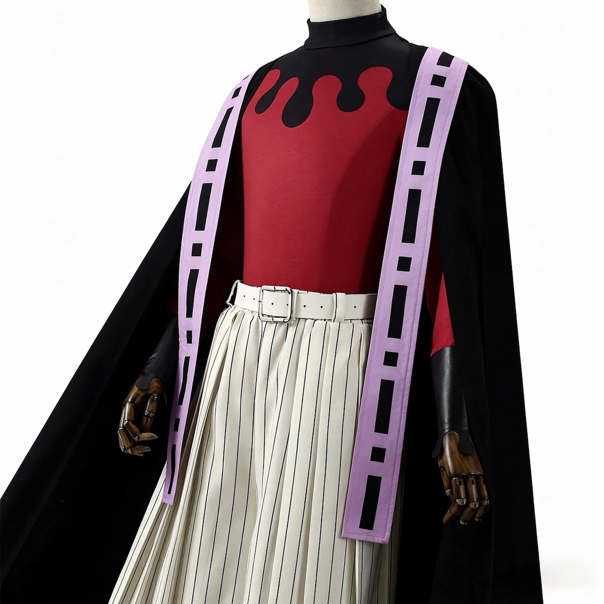 Doma cosplay side view detail Demon Slayer Kimetsu no Yaiba costume fabric design anime villain cosplay traje detalle lateral