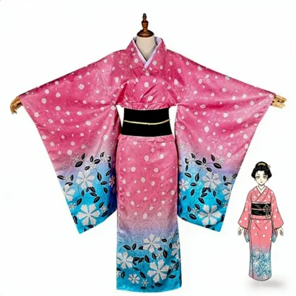 Demon Slayer Koyuki cosplay costume full set front view anime comparison Kimetsu no Yaiba outfit