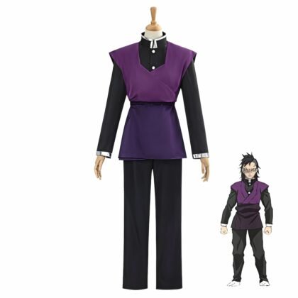 Genya Shinazugawa cosplay costume full body front Demon Slayer Kimetsu no Yaiba uniform anime fighter cosplay traje Genya