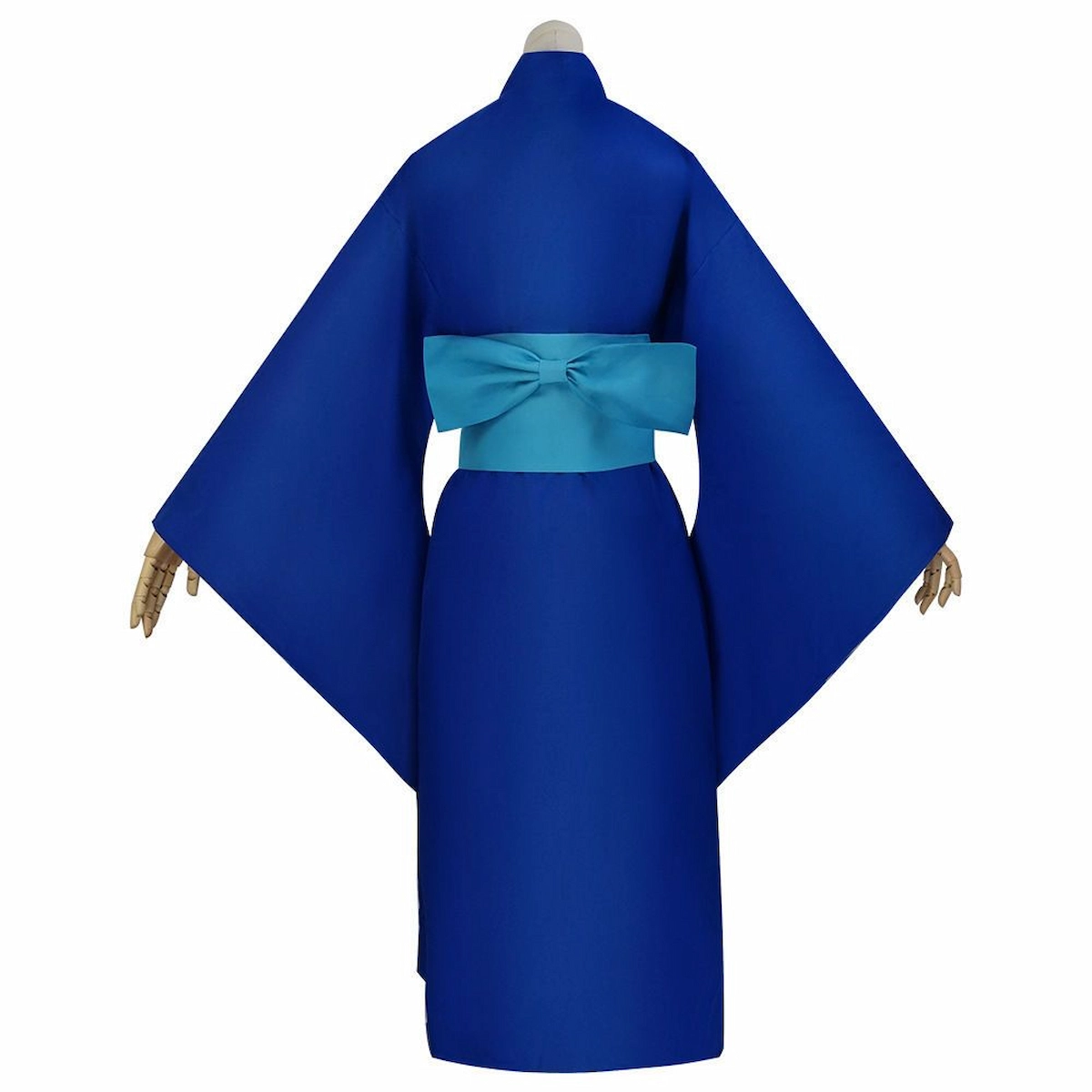 Inosuke Hashibira dark blue oiran cosplay back view Demon Slayer Kimetsu no Yaiba plain kimono anime costume traje parte trasera Inosuke