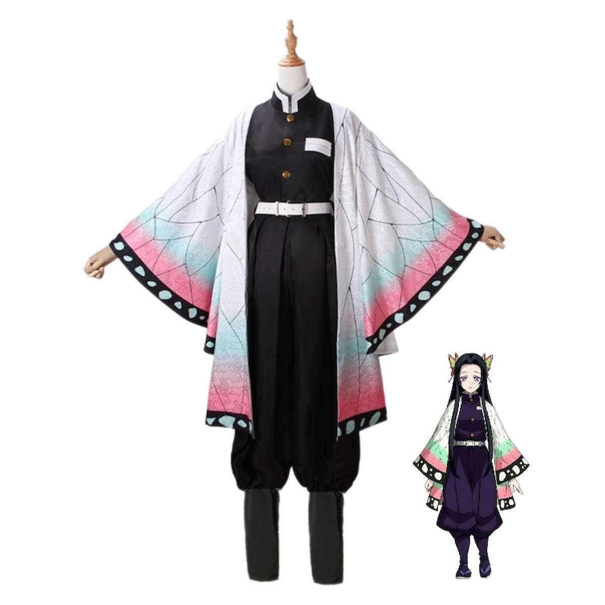 Kanae Kocho cosplay costume full set front view Demon Slayer Kimetsu no Yaiba woven haori butterfly style cosplay traje Kanae Kocho anime