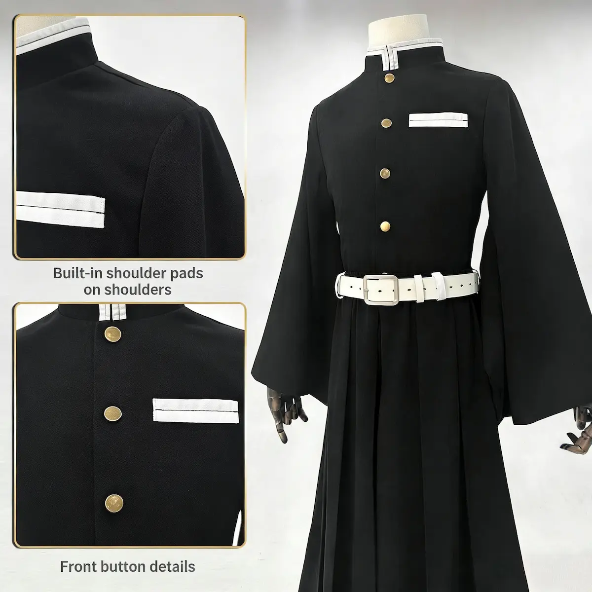 Muichiro Tokito cosplay costume fabric detail Demon Slayer outfit texture anime cosplay traje detalle tela