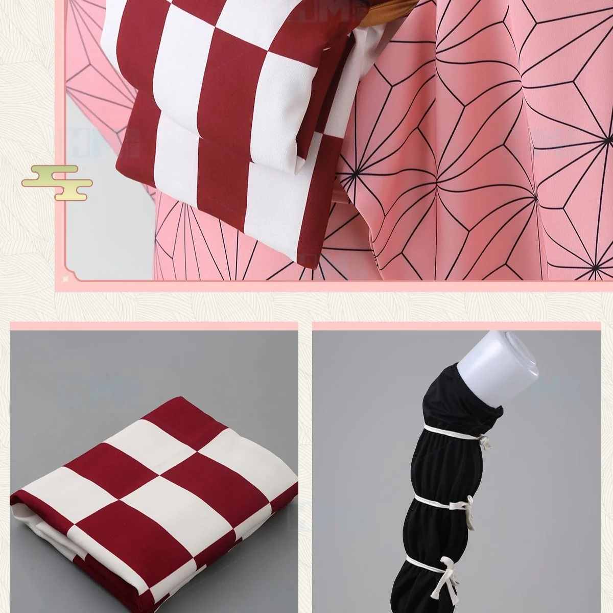 Nezuko cosplay leg wrap detail Demon Slayer Kimetsu no Yaiba anime costume socks leg cover traje detalle piernas Nezuko