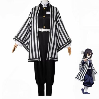 Obanai Iguro cosplay costume full set front view Demon Slayer Kimetsu no Yaiba serpent hashira outfit cosplay traje Obanai Iguro anime