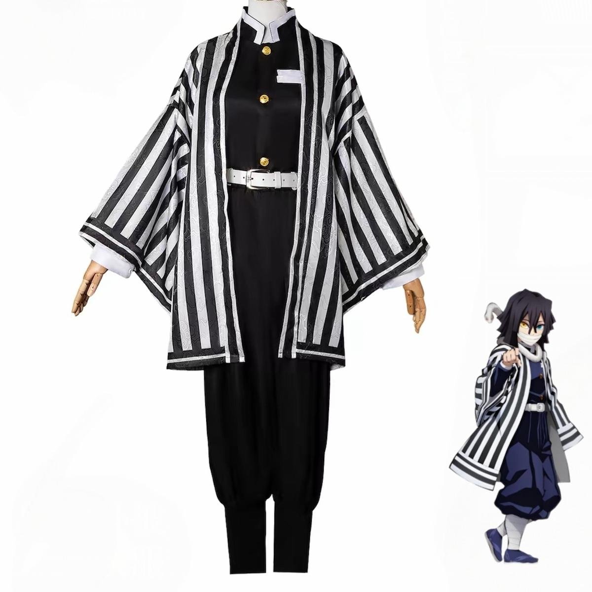 Obanai Iguro cosplay costume full set front view Demon Slayer Kimetsu no Yaiba serpent hashira outfit cosplay traje Obanai Iguro anime