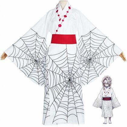 Rui cosplay costume full body front view Demon Slayer Kimetsu no Yaiba spider demon Lower Moon Five anime outfit hidden pattern traje cosplay Rui