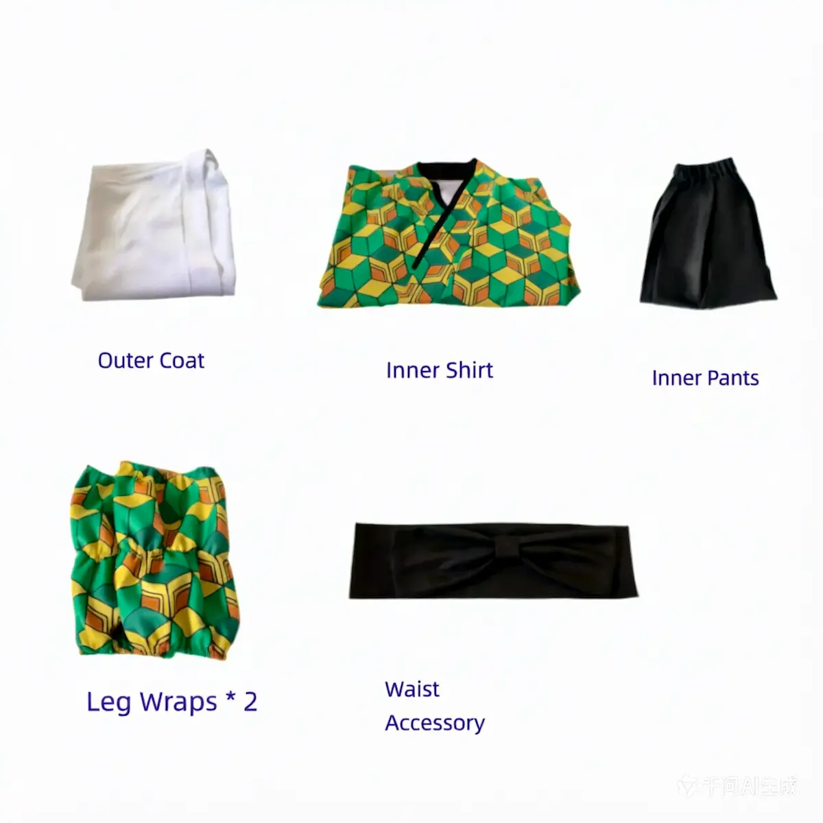 Sabito cosplay costume package included items Demon Slayer Kimetsu no Yaiba outfit set contenido del paquete cosplay Sabito accesorios incluidos Kimetsu no Yaiba