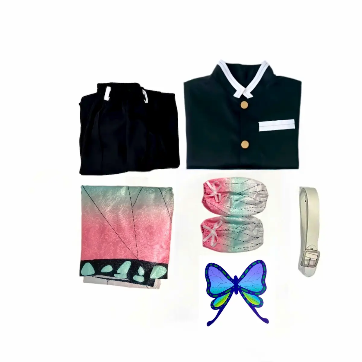 Shinobu Kocho cosplay costume package included items Demon Slayer kimetsu no yaiba outfit traje cosplay incluye accesorios set completo