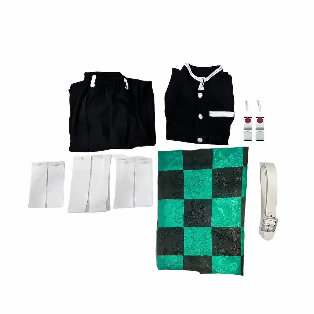 Tanjiro cosplay costume package includes haori uniform and accessories