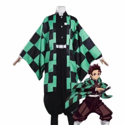 Tanjiro Kamado cosplay costume front view worn – Demon Slayer Kimetsu no Yaiba cosplay outfit