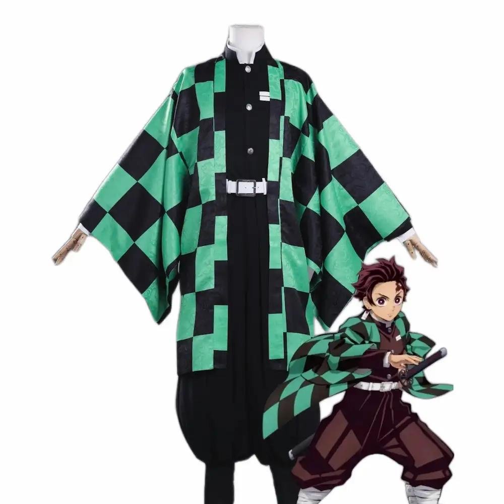 Tanjiro Kamado cosplay costume front view worn – Demon Slayer Kimetsu no Yaiba cosplay outfit