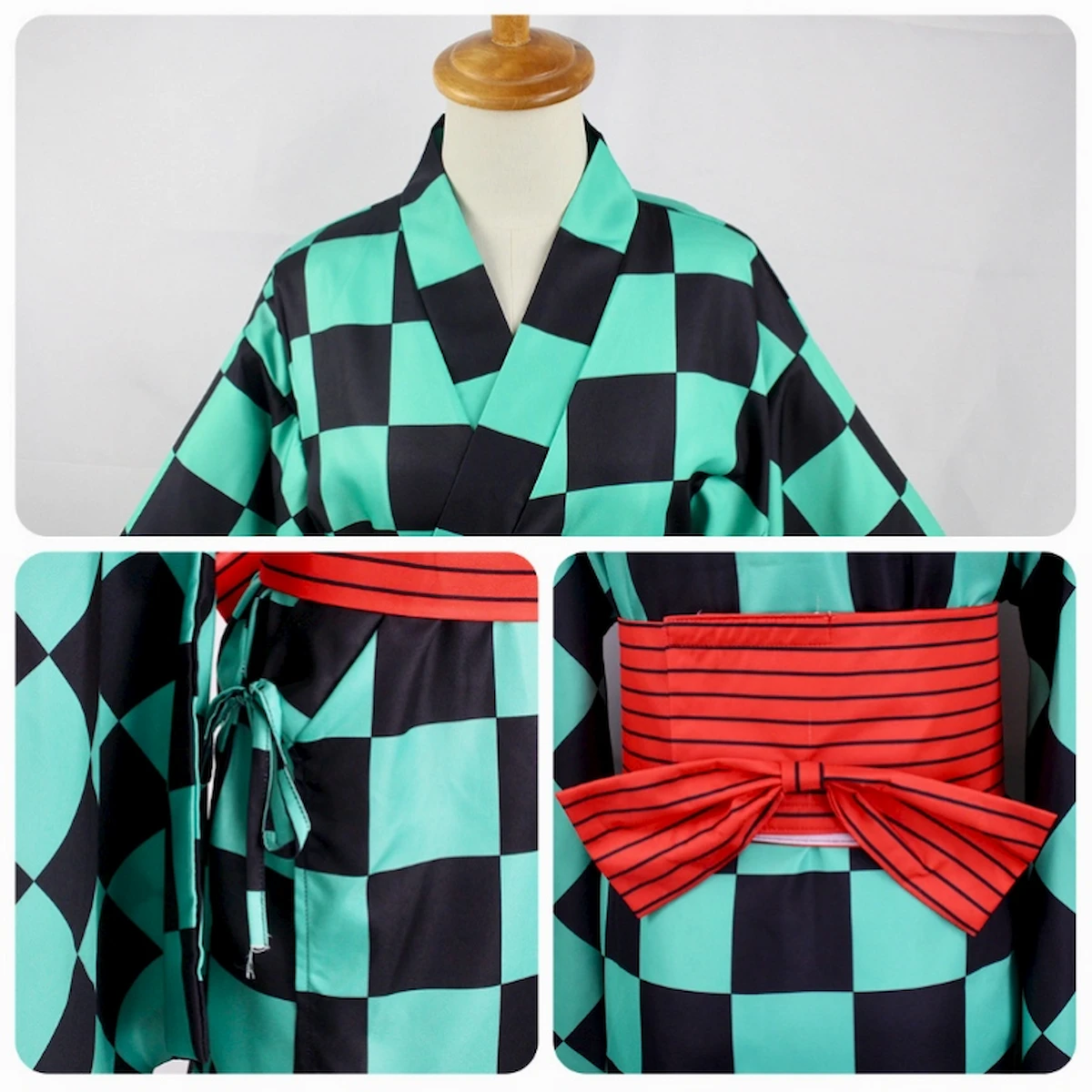 Tanjiro Kamado oiran cosplay detail kimono design Demon Slayer Kimetsu no Yaiba anime costume traje detalle Tanjiro