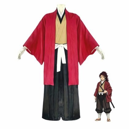 Yoriichi Tsugikuni cosplay costume full body front view Demon Slayer Kimetsu no Yaiba Sun Breathing swordsman anime outfit traje cosplay Yoriichi